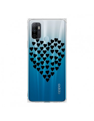 Coque Oppo A53 / A53s Coeurs Heart Love Noir Transparente - Project M