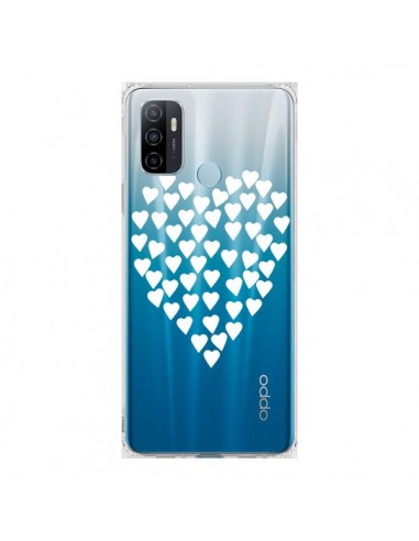 Coque Oppo A53 / A53s Coeurs Heart Love Blanc Transparente - Project M