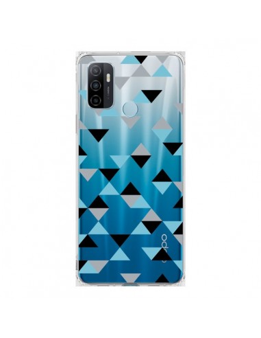 Coque Oppo A53 / A53s Triangles Ice Blue Bleu Noir Transparente - Project M