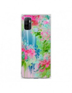 Coque Oppo A53 / A53s Fleur Flower Rose Vert Transparente...