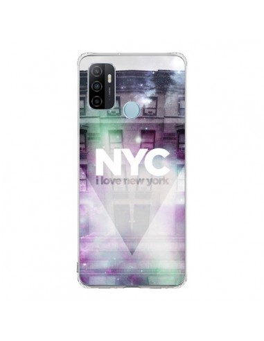 Coque Oppo A53 / A53s I Love New York City Violet Vert - Javier Martinez
