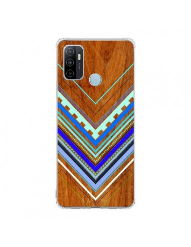 Coque Oppo A53 / A53s Azteque Arbutus Blue Bois Aztec Tribal - Jenny Mhairi