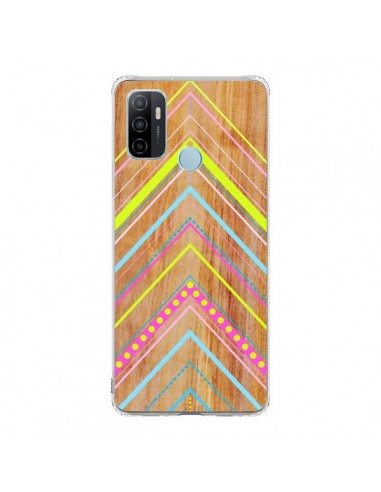 Coque Oppo A53 / A53s Wooden Chevron Pink Bois Azteque Aztec Tribal - Jenny Mhairi