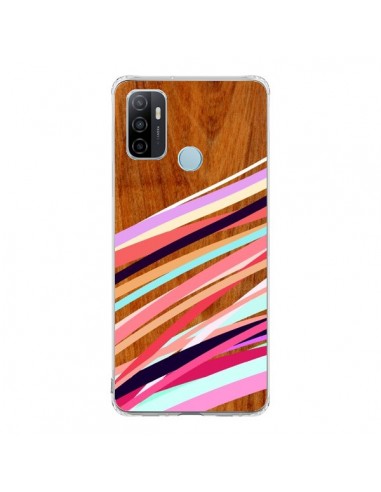 Coque Oppo A53 / A53s Wooden Waves Coral Bois Azteque Aztec Tribal - Jenny Mhairi