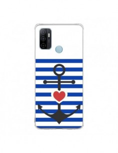 Coque Oppo A53 / A53s Mariniere Encre Marin Coeur -...