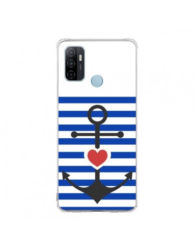 Coque Oppo A53 / A53s Mariniere Encre Marin Coeur - Jonathan Perez