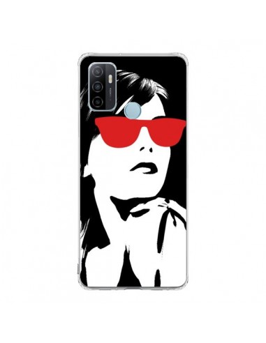 Coque Oppo A53 / A53s Fille Lunettes Rouges - Jonathan Perez