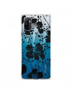 Coque Oppo A53 / A53s Fleurs Noirs Flower Transparente -...