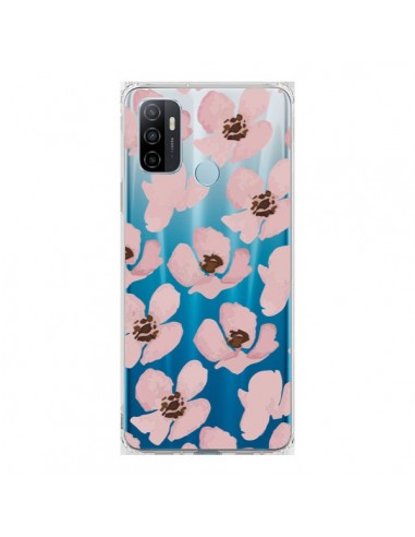 Coque Oppo A53 / A53s Fleurs Roses Flower Transparente - Dricia Do