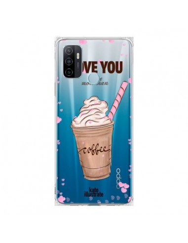 Coque Oppo A53 / A53s I love you More Than Coffee Glace Amour Transparente - kateillustrate