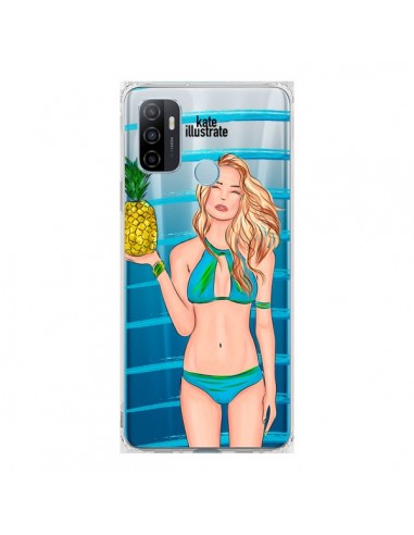 Coque Oppo A53 / A53s Malibu Ananas Plage Ete Bleu Transparente - kateillustrate