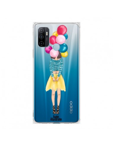 Coque Oppo A53 / A53s Girls Balloons Ballons Fille Transparente - kateillustrate