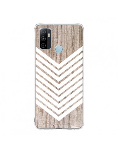 Coque Oppo A53 / A53s Tribal Aztèque Bois Wood Flèche Blanc - Laetitia