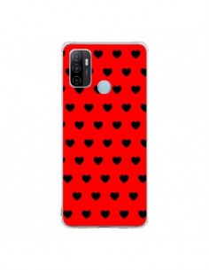 Coque Oppo A53 / A53s Coeurs Noirs Fond Rouge - Laetitia