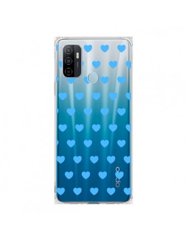 Coque Oppo A53 / A53s Coeur Heart Love Amour Bleu Transparente - Laetitia