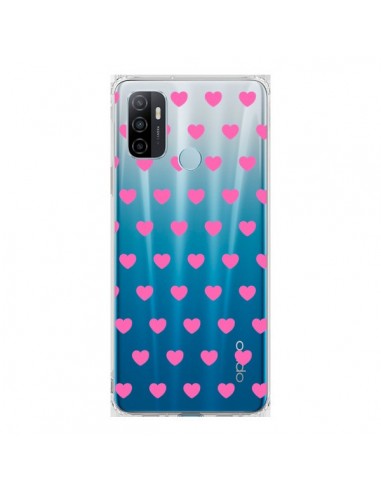 Coque Oppo A53 / A53s Coeur Heart Love Amour Rose Transparente - Laetitia