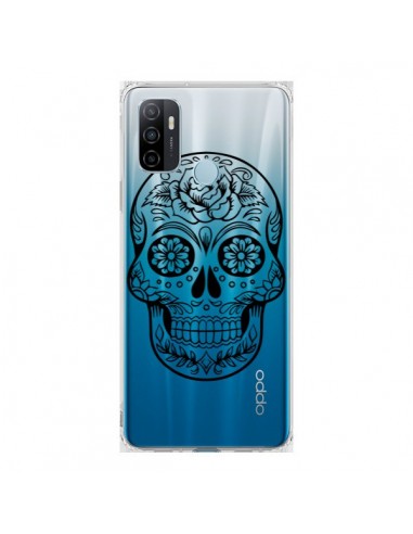 Coque Oppo A53 / A53s Tête de Mort Mexicaine Noir Transparente - Laetitia