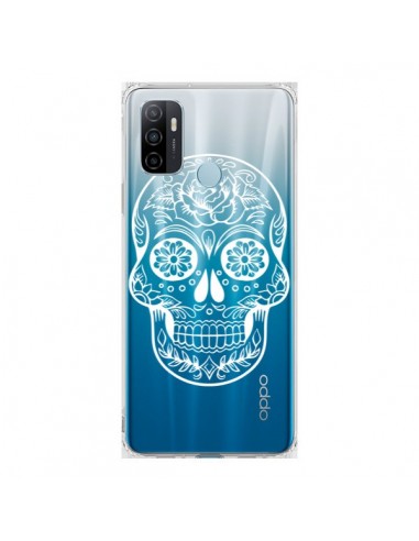 Coque Oppo A53 / A53s Tête de Mort Mexicaine Blanche Transparente - Laetitia