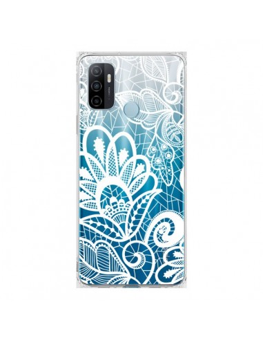 Coque Oppo A53 / A53s Lace Fleur Flower Blanc Transparente - Petit Griffin