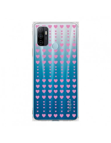 Coque Oppo A53 / A53s Coeurs Heart Love Amour Rose Transparente - Petit Griffin