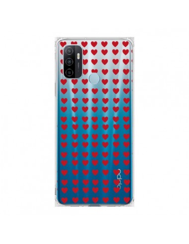 Coque Oppo A53 / A53s Coeurs Heart Love Amour Red Transparente - Petit Griffin