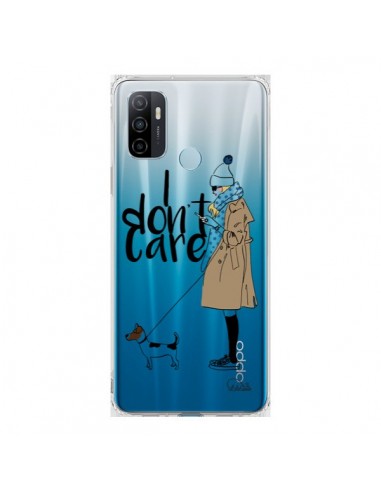 Coque Oppo A53 / A53s I don't care Fille Chien Transparente - Lolo Santo