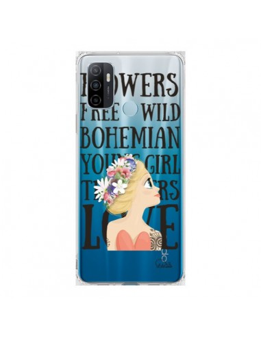 Coque Oppo A53 / A53s Flowers Love Transparente - Lolo Santo