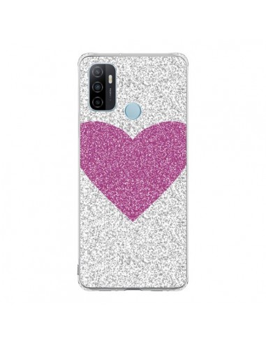 Coque Oppo A53 / A53s Coeur Rose Argent Love - Mary Nesrala