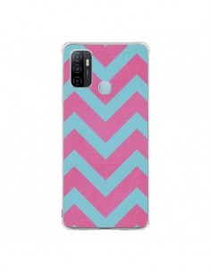 Coque Oppo A53 / A53s Strawberry Chevron Rose Bleu - Mary...