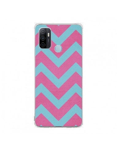 Coque Oppo A53 / A53s Strawberry Chevron Rose Bleu - Mary Nesrala