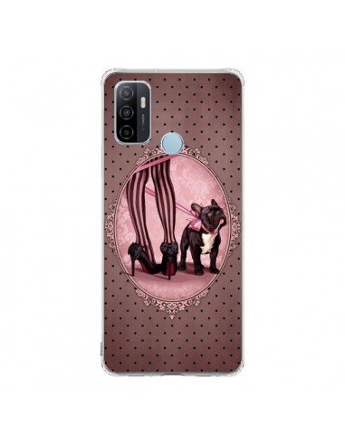 Coque Oppo A53 / A53s Lady Jambes Chien Dog Rose Pois Noir - Maryline Cazenave