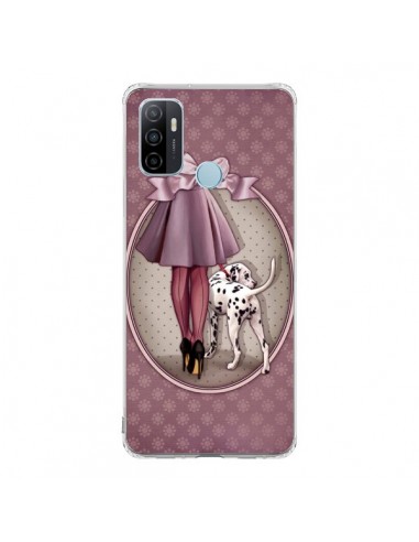 Coque Oppo A53 / A53s Lady Chien Dog Dalmatien Robe Pois - Maryline Cazenave