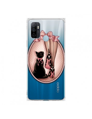 Coque Oppo A53 / A53s Lady Chat Noeud Papillon Pois Chaussures Transparente - Maryline Cazenave