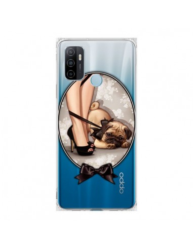 Coque Oppo A53 / A53s Lady Jambes Chien Bulldog Dog Noeud Papillon Transparente - Maryline Cazenave
