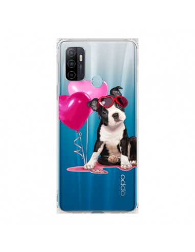 Coque Oppo A53 / A53s Chien Dog Ballon Lunettes Coeur Rose Transparente - Maryline Cazenave