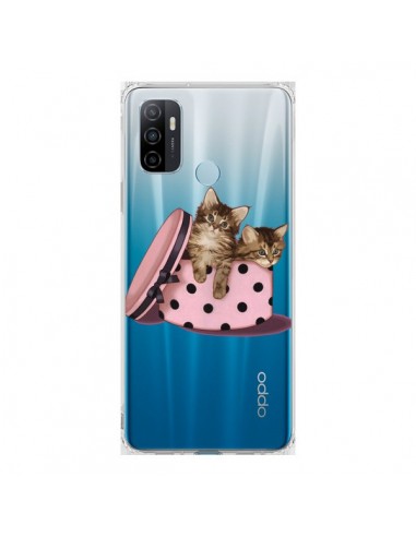 Coque Oppo A53 / A53s Chaton Chat Kitten Boite Pois Transparente - Maryline Cazenave