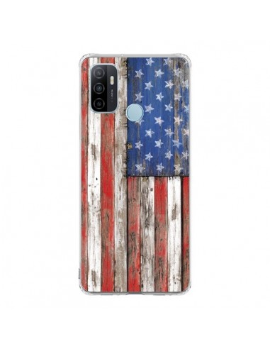 Coque Oppo A53 / A53s Drapeau USA Vintage Bois Wood - Maximilian San