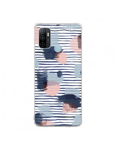 Coque Oppo A53 / A53s Watercolor Stains Stripes Navy - Ninola Design