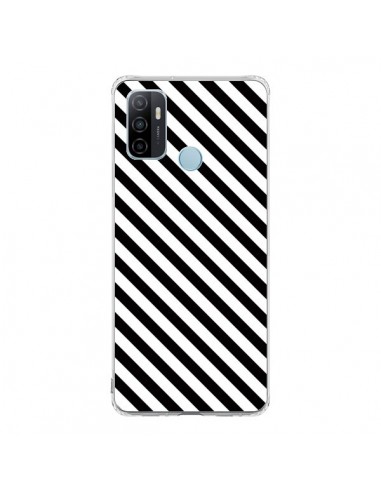 Coque Oppo A53 / A53s Bonbon Candy Noire et Blanche Rayée - Nico