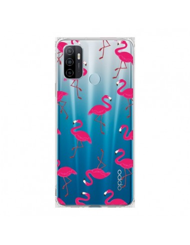Coque Oppo A53 / A53s flamant Rose et Flamingo Transparente - Nico