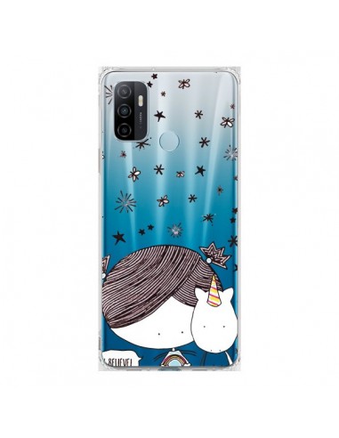 Coque Oppo A53 / A53s Petite Fille et Licorne I Believe Transparente - Nico