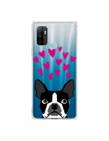 Coque Oppo A53 / A53s Boston Terrier Coeurs Chien Transparente - Pet Friendly