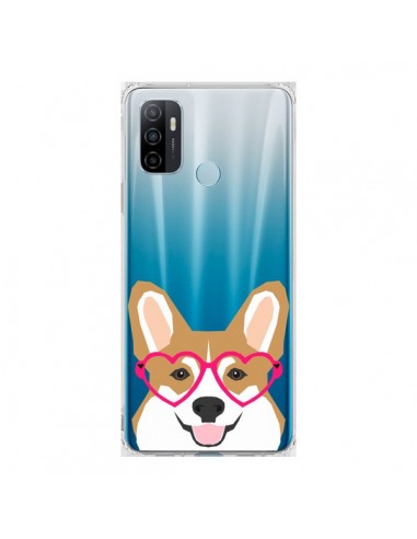 Coque Oppo A53 / A53s Chien Marrant Lunettes Coeurs Transparente - Pet Friendly