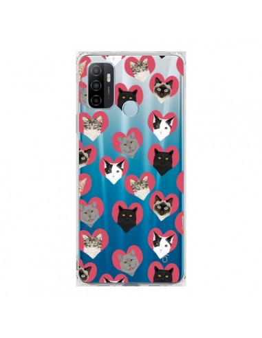 Coque Oppo A53 / A53s Chats Coeurs Transparente - Pet Friendly
