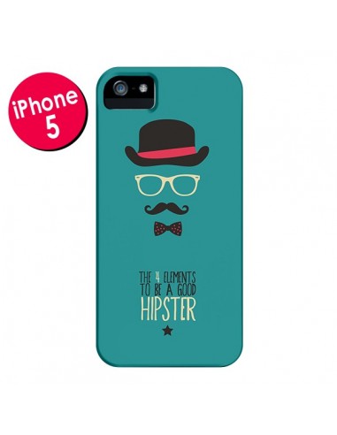 Coque Chapeau, Lunettes, Moustache, Noeud Papillon To Be a Good Hipster pour iPhone 5 et 5S - Eleaxart
