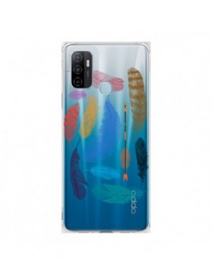 Coque Oppo A53 / A53s Plume Feather Couleur Transparente...