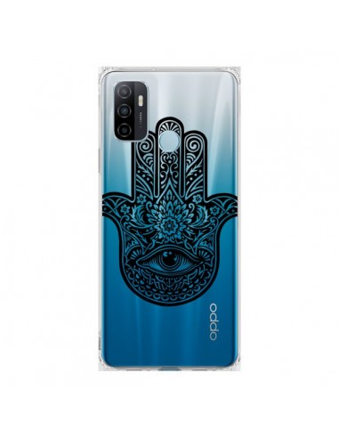 Coque Oppo A53 / A53s Hamsa Cinq Doigts Main Mauvais Oeil Transparente - Rachel Caldwell