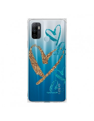 Coque Oppo A53 / A53s Coeurs Heart Love Amour Transparente - Sylvia Cook