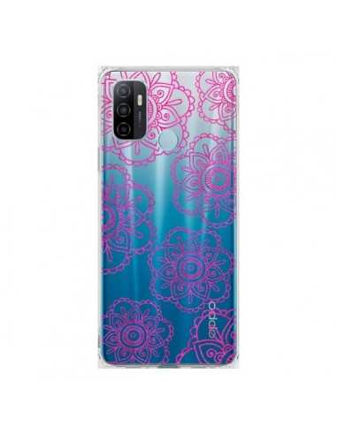 Coque Oppo A53 / A53s Pink Doodle Flower Mandala Rose Fleur Transparente - Sylvia Cook