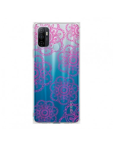 Coque Oppo A53 / A53s Pink Doodle Flower Mandala Rose Fleur Transparente - Sylvia Cook